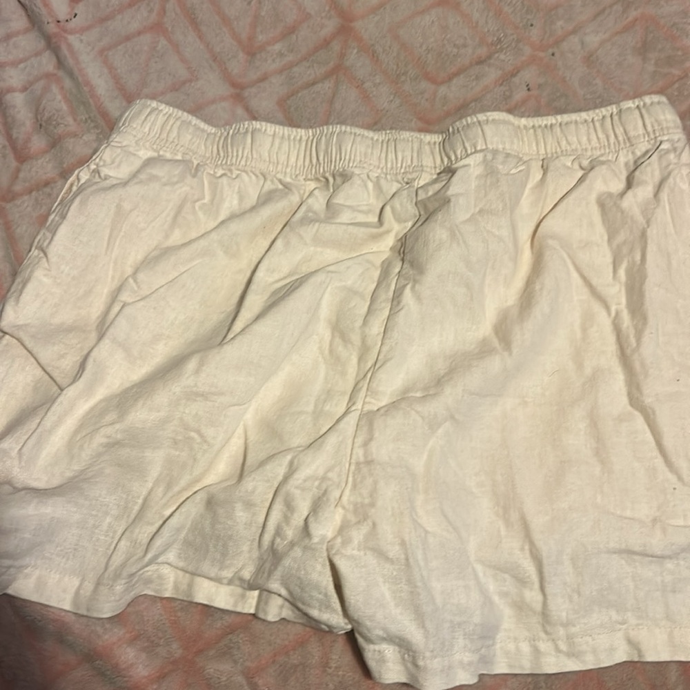 Cream Drawstring Shorts - Picture 2 of 3